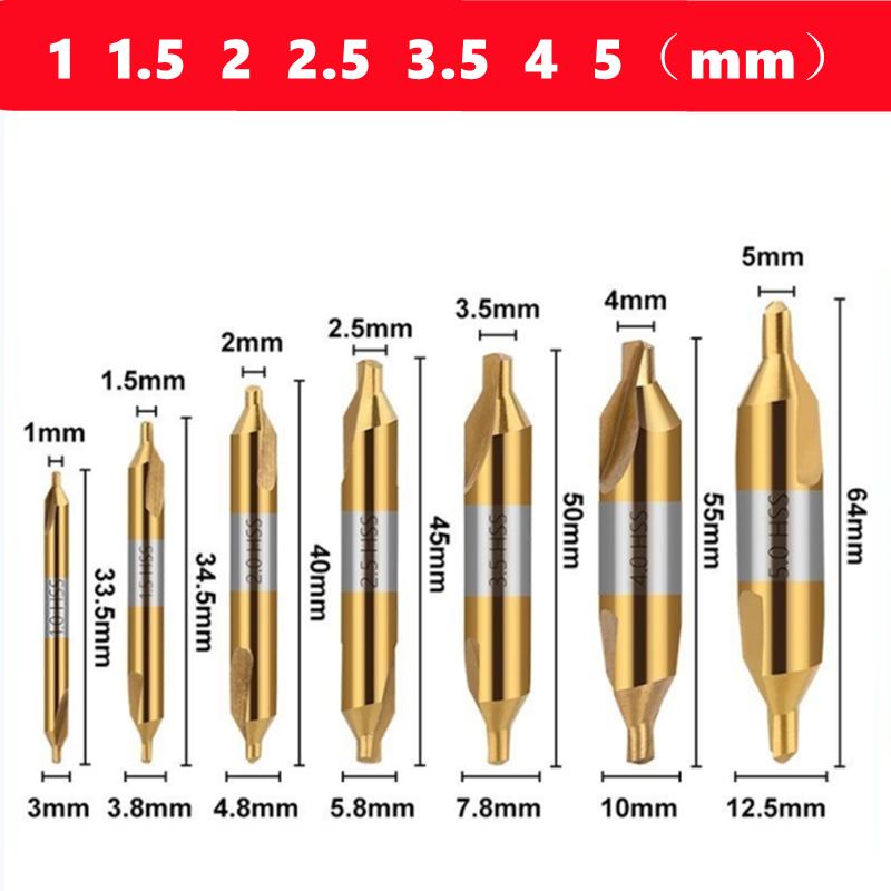 60 ° HSS TiN and nitrided coating center drill A1-A6mm set for metal processing chamfer positioning CNC lathe drill bits