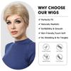 LOUIS FERRE Light Golden Blonde Pixie Cut Synthetic Wigs for Women Short Straight Layered Hair Wigs With Bangs for Daily Use