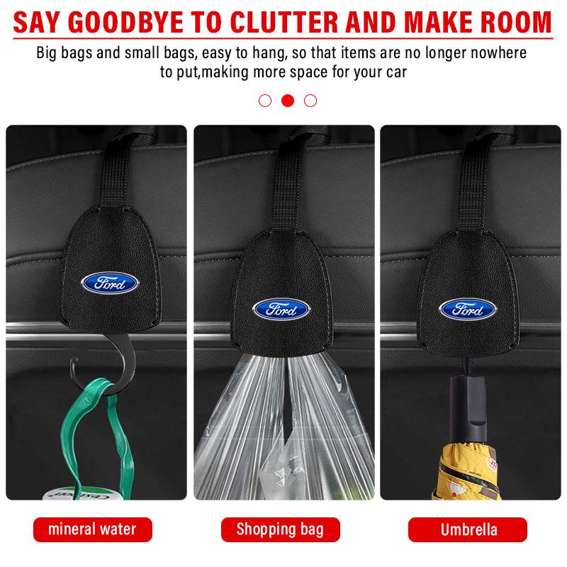 1/2ks Kožené háčky na opěradlo sedadla do auta Přenosný závěsný stojan na tašky Pro Ford Focus Mondeo Kuga Fiesta MK7 Escort Explorer Edge 2 4 MK2 MK4