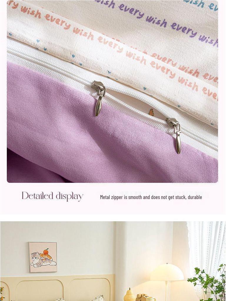 G5Z Doppellagiges Reines Baumwoll-Musselin-Bettwäscheset: Bettbezug, Bettlaken & Kissenbezug - Maschinenwaschbar & Anpassbar