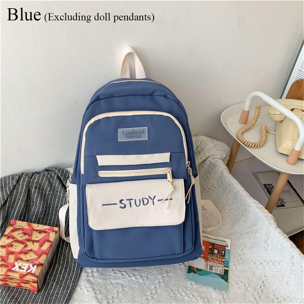 Pure Colour Large Capacity Backpack Nylon Rucksack Bags Fashion Student School Bag  Women Men