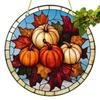 1pc Autumn Pumpkin Sun Catcher - Round Acrylic Stained Glass Style Window Hanging Decor with Pumpkins, Four Seasons Decoration, Novelty Home Decor