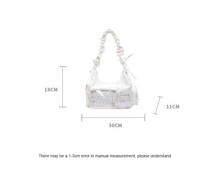 Japanese Style Star Printed Shoulder Bag For Women Large Capacity Transparent Splicing Handbag Fashi Women's Crossbody Bag