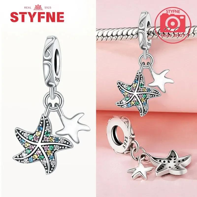 Women Bracelet Diy Fine Jewelry Gifts Original Charms Beads Copper Ocean Series Blue Turtle Starfish Shell Pendants