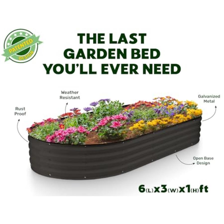 Galvanized Raised Garden Beds Outdoor 6×3×1 Ft 2-Pack Planter for Vegetables Flowers Large Metal Garden Box Patented Tool-Free