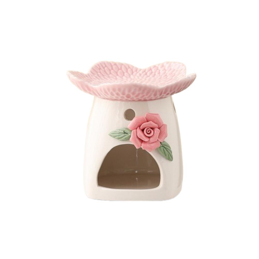 

Керамическая аромалампа в виде цветка Экологичный диффузор для эфирных масел Подставка для свечи Спальня розовый