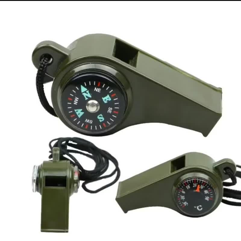 Outdoor Survival Whistle with Compass and Thermometer (5-Pack)