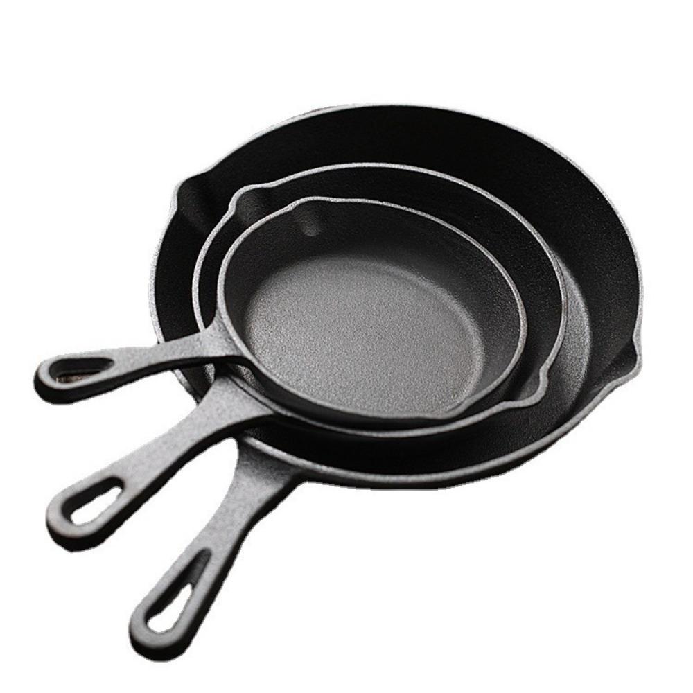 10/14/16/20/26cm Cast Iron Skillet Pre-Seasoned Breakfast Pan Black Mini Omelette Pan  Cooking Eggs