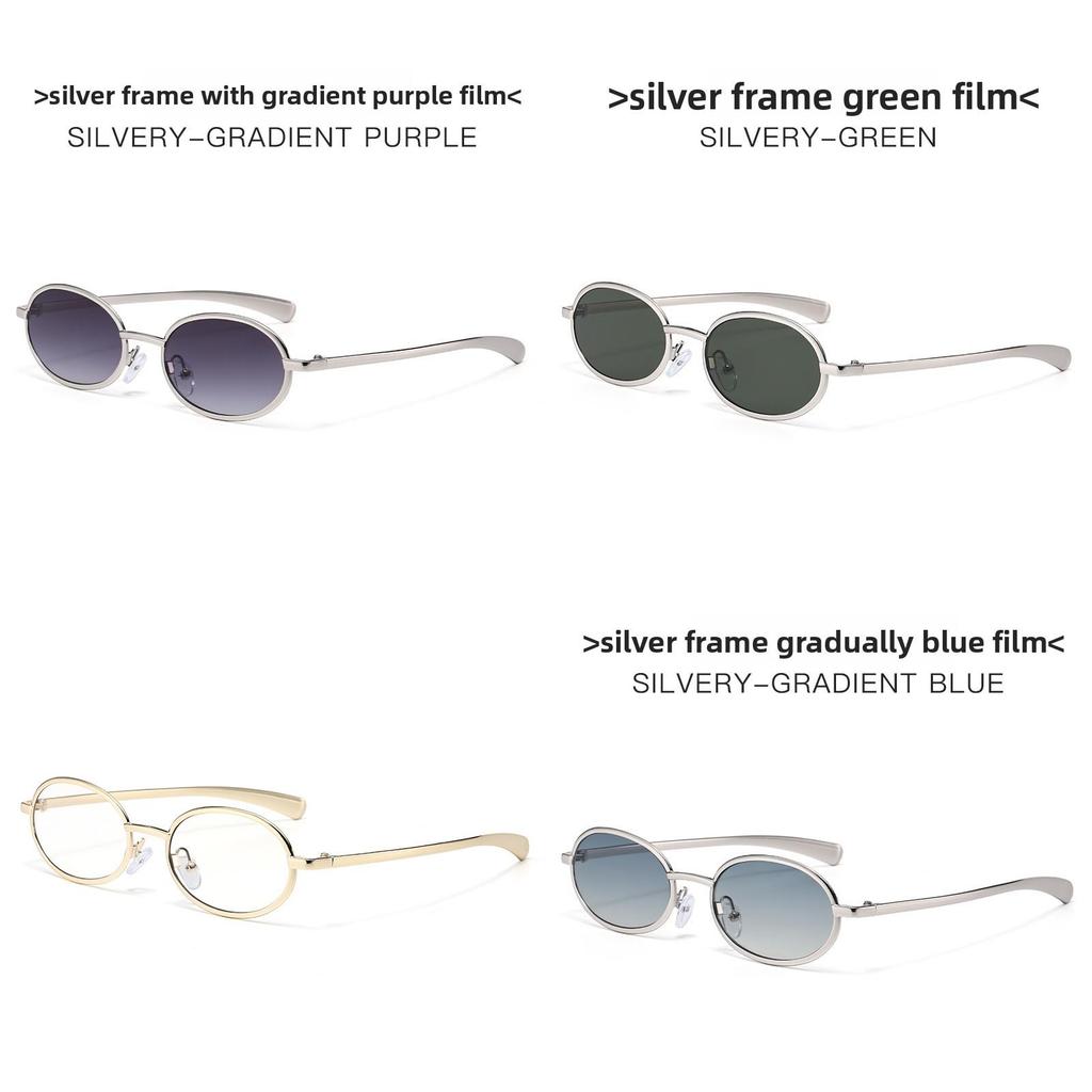 Vintage Metal Oval Sunglasses With Uv400 Protection For Fashionable Men And Women