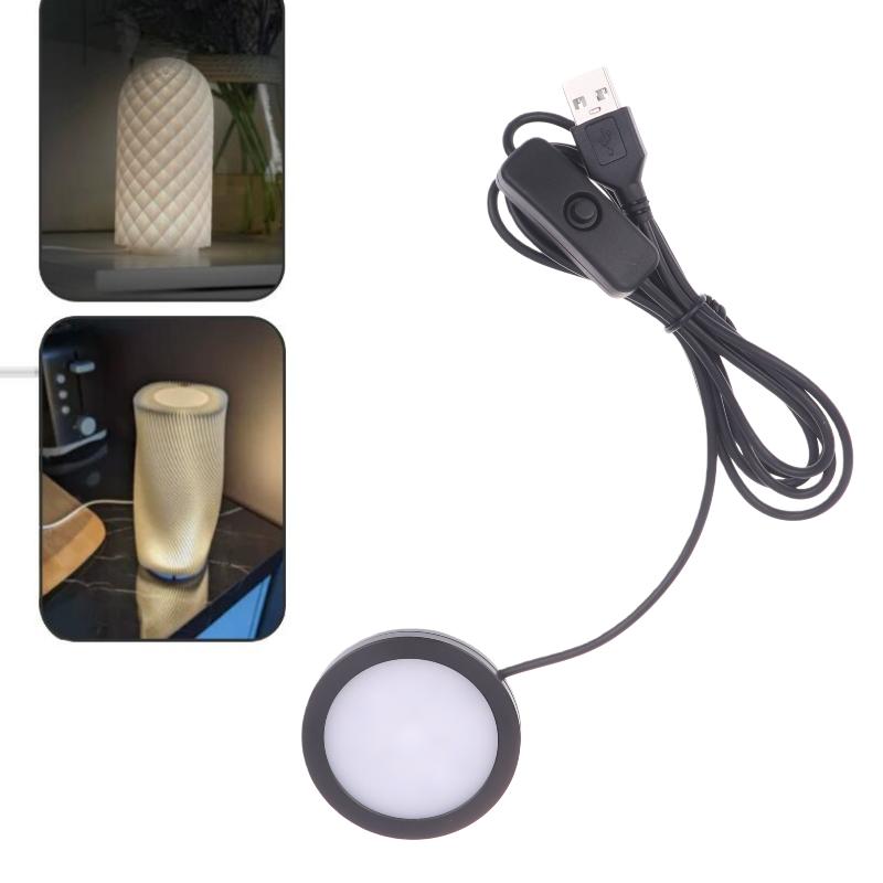 1 Pieza Para Bambú Luz Led Piezas Diy Modelo Cálido/Blanco/Neutro Negro Usb Redonda Ultra-Delgada Luz Para Bambu Lab Lámpara Kit Hardware