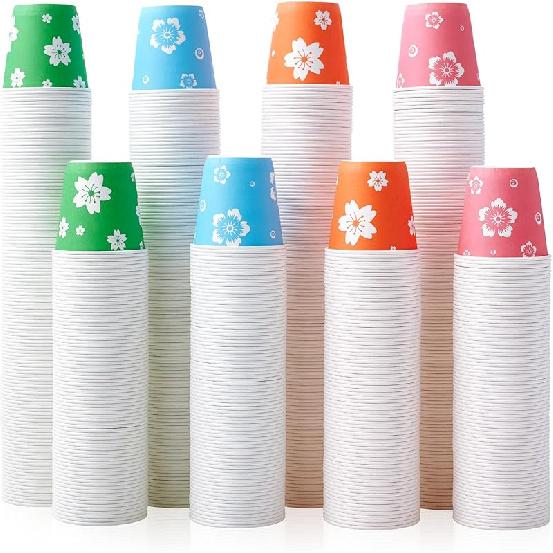 LITOPAK 400 Pack 3 oz Disposable Bathroom Cups, Colorful Small Disposable Paper Cups for Parties, Picnics, Barbecues, Travel and Events