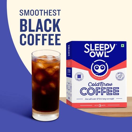 Sleepy Owl Original Cold Brew Coffee Bags | Set of 5 Packs - Makes 15 Cups | Easy 3 Step Overnight Brew - No Equipment Needed, 100% Arabica