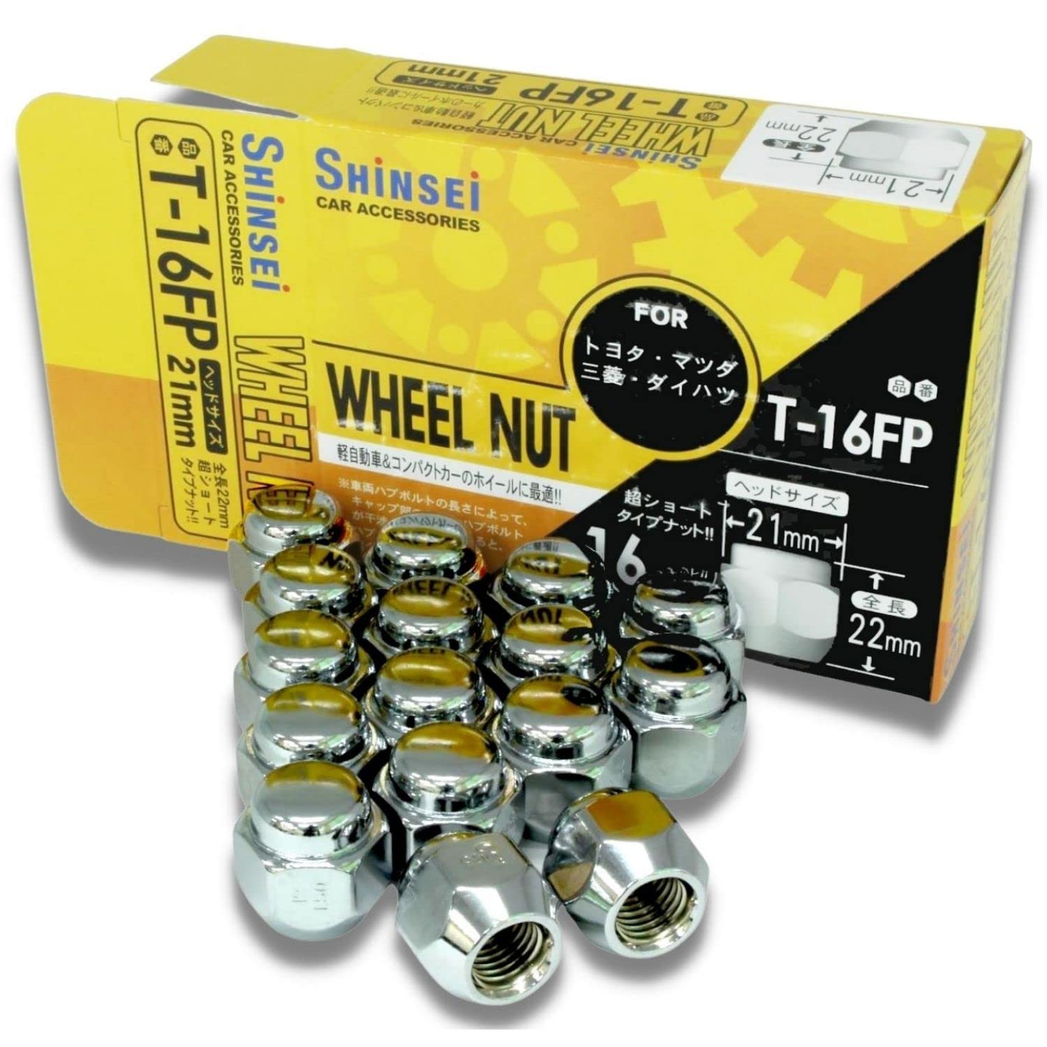 Shinsei Wheel Bag M12 16 Nuts, Type, P1.5, 21mm, pieces, T-16FP