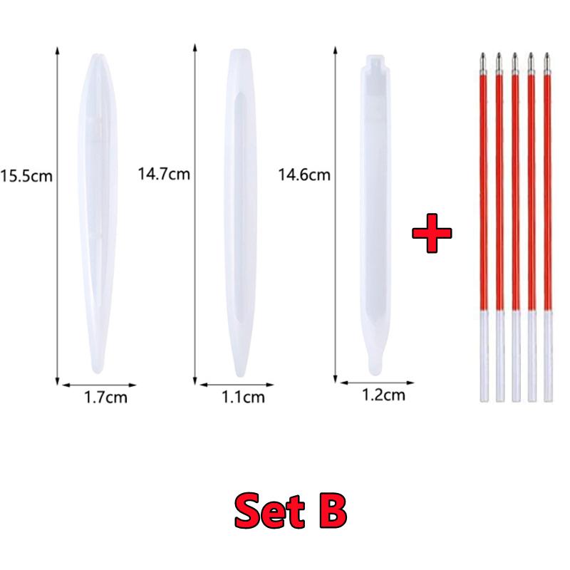 New Transparent Pen Silicone Mold Set DIY Ballpoint Pen Molds Epoxy Resin Mold for Jewelry Casting Transparent Pen Holder Making