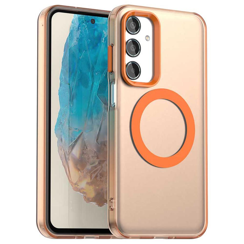 Para Capa Samsung Galaxy M35 5G Compatível com MagSafe PC+TPU+PET Capa de Telefone Anti-Queda