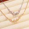 Shiny Pink Bow Heart Zircon Jewelry Set Necklace Bracelet for Women Trendy Y2K Style Accessory Gift for Teens