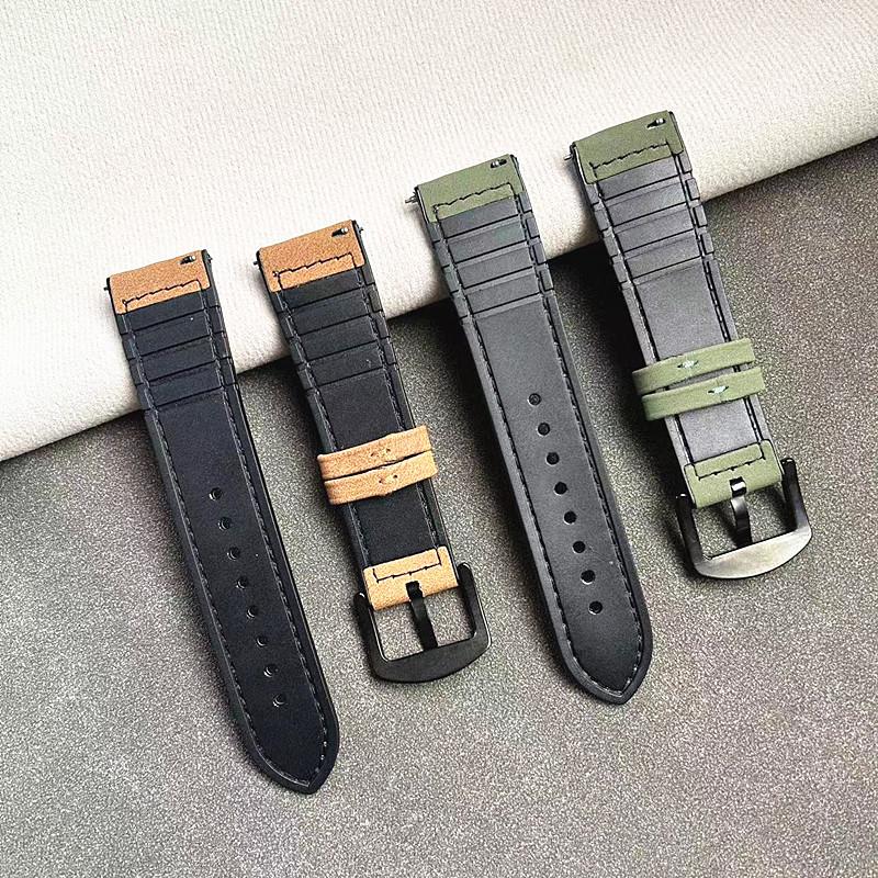 Silicone Leather Crazy Horse Pattern Watch Strap for Huawei, Samsung, and Apple Watches