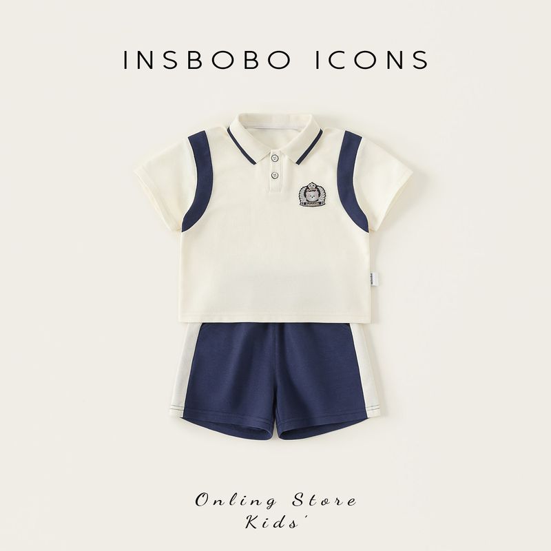 Insbobo Boys  Suit Summer Children s Clothing Boys  Shirt Two-Piece Set Children s Summer Outfit Baby Children s Clothing Trendy Apricot color 100