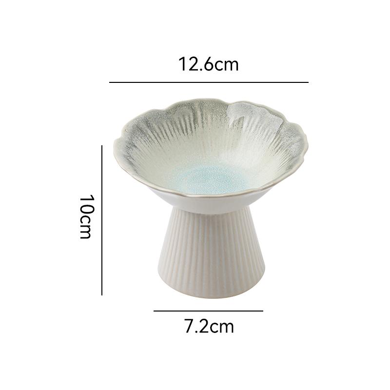 6 Inches Chinese Vintage Ceramic Goblet Creative Flower Shape Fruit Dessert Salad Nut Candy Storage Plate Home Kitchen Tableware