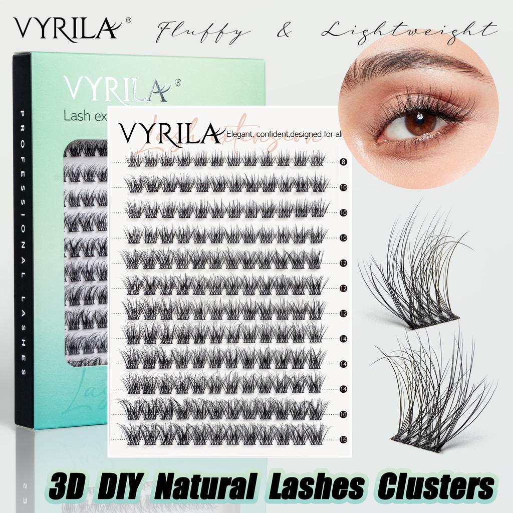 Individual Lashes Cluster C Curl Mix Lash Clusters 3D Wispy DIY Eyelash Extension 0.1mm Super Thin Band Resuable Natural Lashes