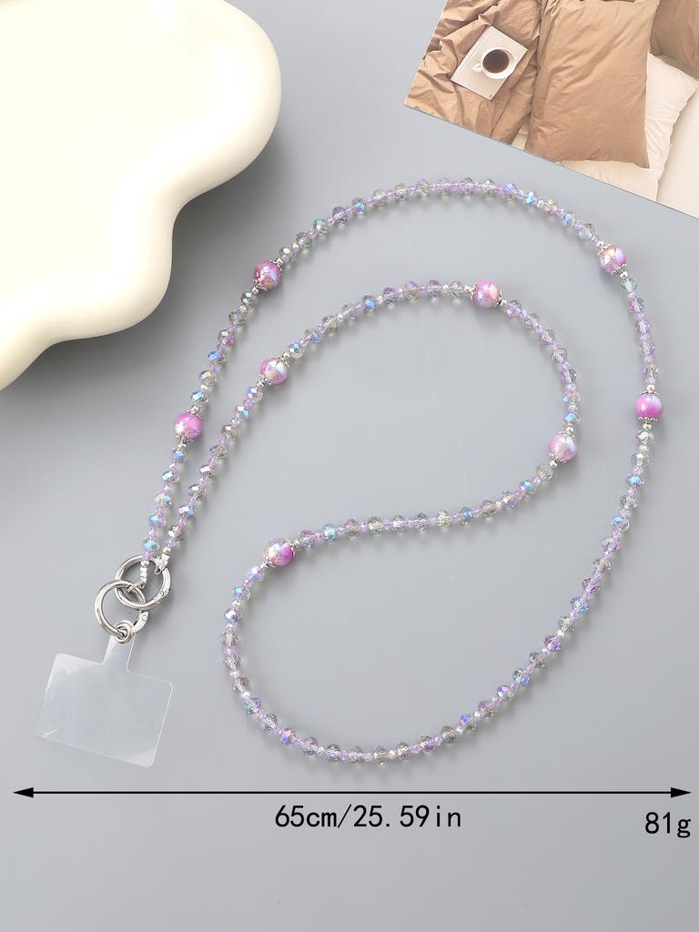 New Minimalist And Versatile Colored Crystal Bead Phone Crossbody Chain Hanging Rope Accessory With Transparent Card