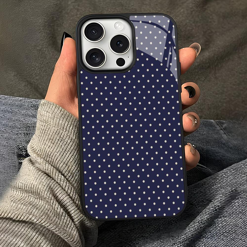 Fashionable Polka Dot Design Glass Phone Case Suitable for iPhone 17 16 15 14 13 12 11 Pro/Max/Plus Anti Drop and Shockproof