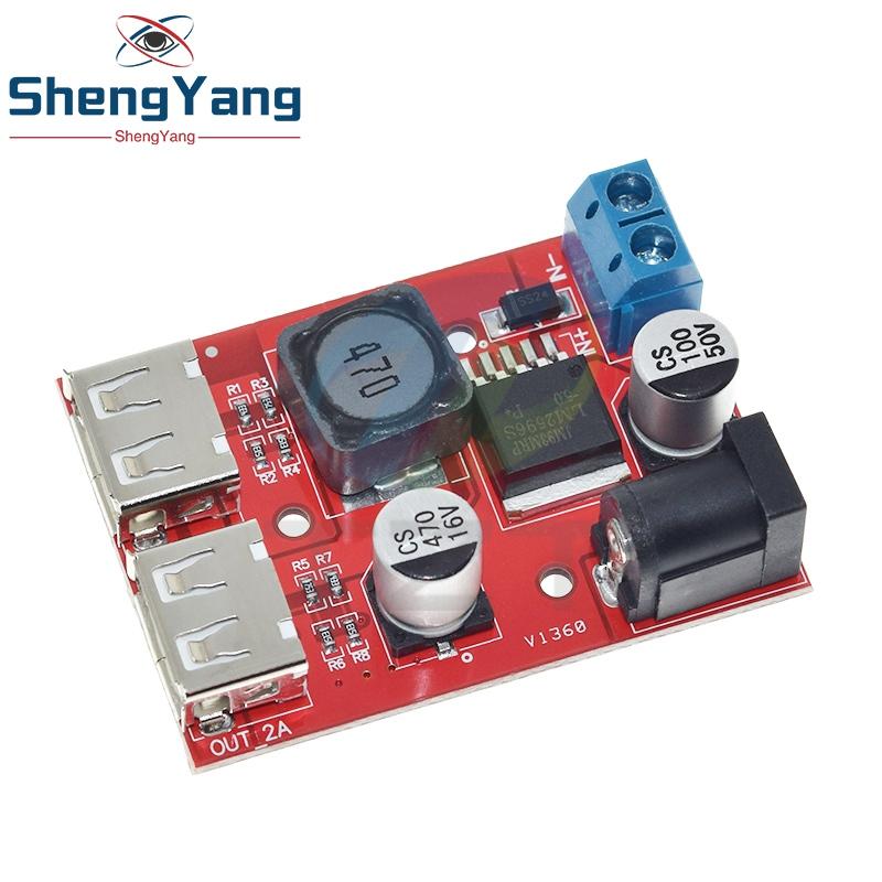 TZT 1/3PCS DC 6V-40V To 5V 3A Double USB Charge DC-DC Step-down Converter Module For Vehicle Charger LM2596 Dual USB