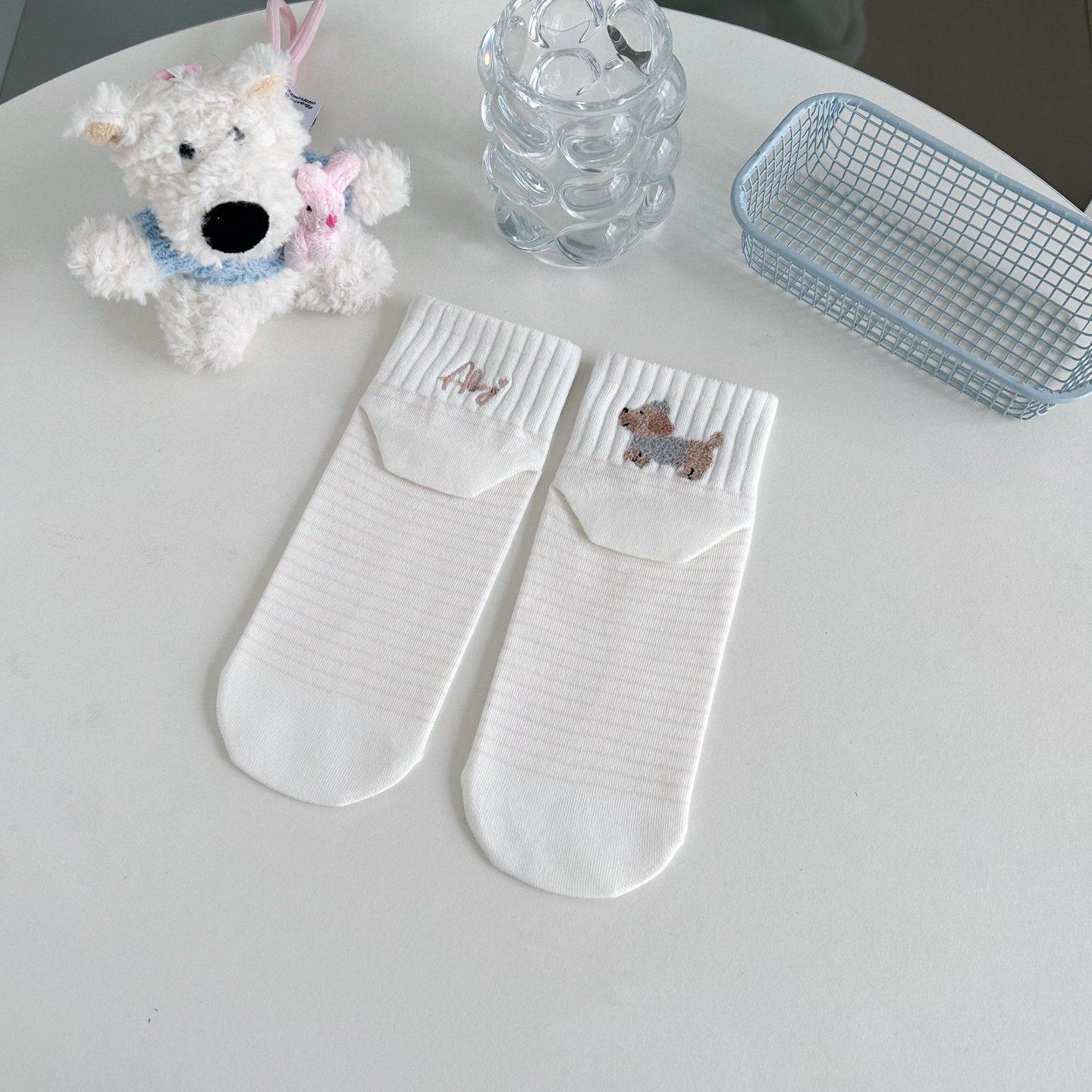 

Cute AB Mid-Calf Women s Cotton Socks - Spring/Summer Korean & Japanese Styles, Cartoon Design, Trendy and Comfortable.