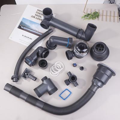 Kitchen Washbasin Sink Bathroom Downpipe Fittings Single And Double Sink Anti-Odour Drain Pipe Tee Sink Drain Universal Set