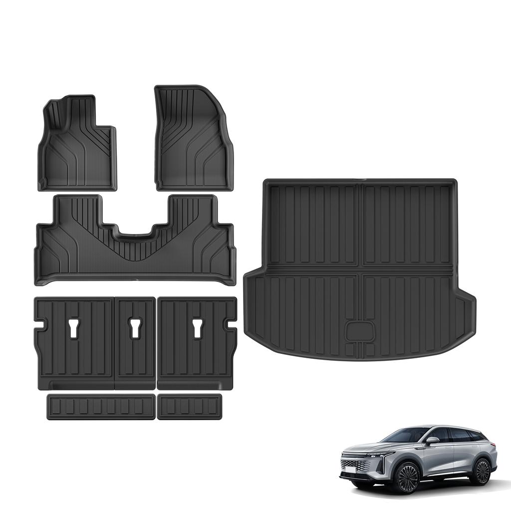 Smabee Left Drive for Chery EXEED RX 2023-2026 Fuel Version Without Subwoofe Car Floor Mats Cargo Liner Trunk Pad TPE BLACK