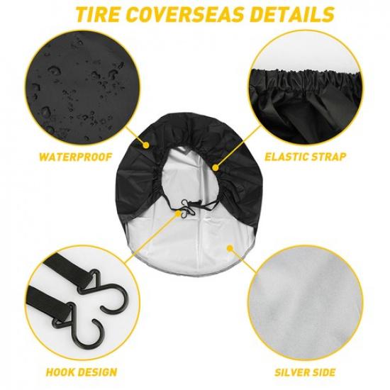 4PCS Waterproof Tire Covers Wheel & Tyre RV Camper Trailer Sun Protector 27"-29"