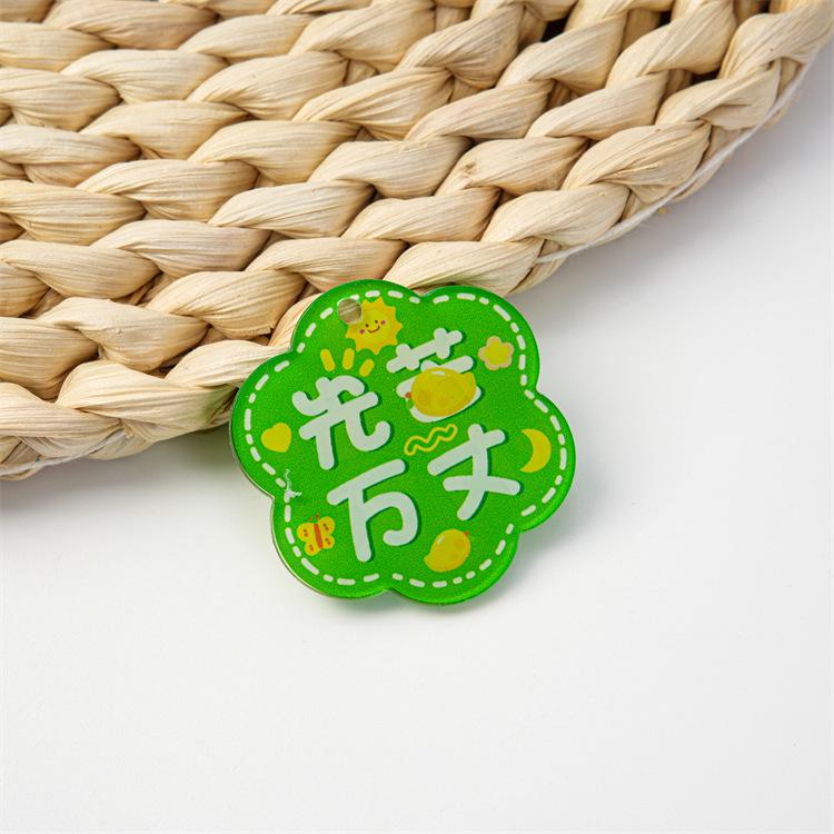 Handmade Acrylic Double-Sided Jewelry Sign Keychain with Good Luck Accompanies You Sticker