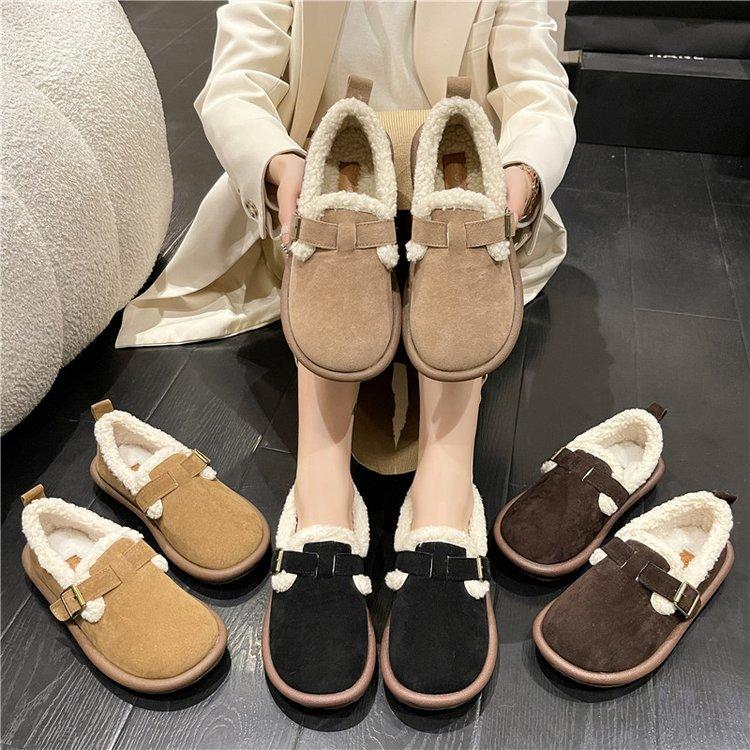 Vintersko Dame Casual Flats Mokasiner Myke Loafers Dame Mote Komfort Varm Plysj Slip-on Dame Bomullssko