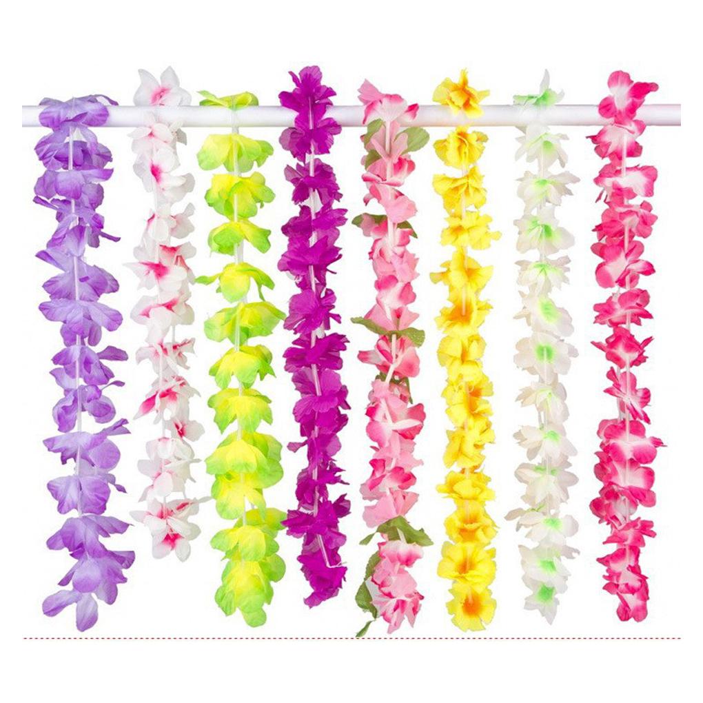 2025 36/50 Stück Hawaiianische Blumenketten Hawaiianische Girlanden Mehrfarbige Blumenketten für Strandparty Hochzeit Geburtstagsdeko