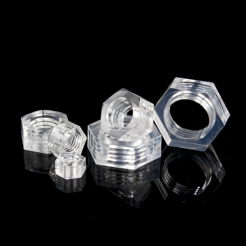 10/50pcs Acrylic Transparent Hexagon Nut M2.5 M3 M4 M5 M6 Clear Nylon Plastic Metric Hex Nuts Hardware