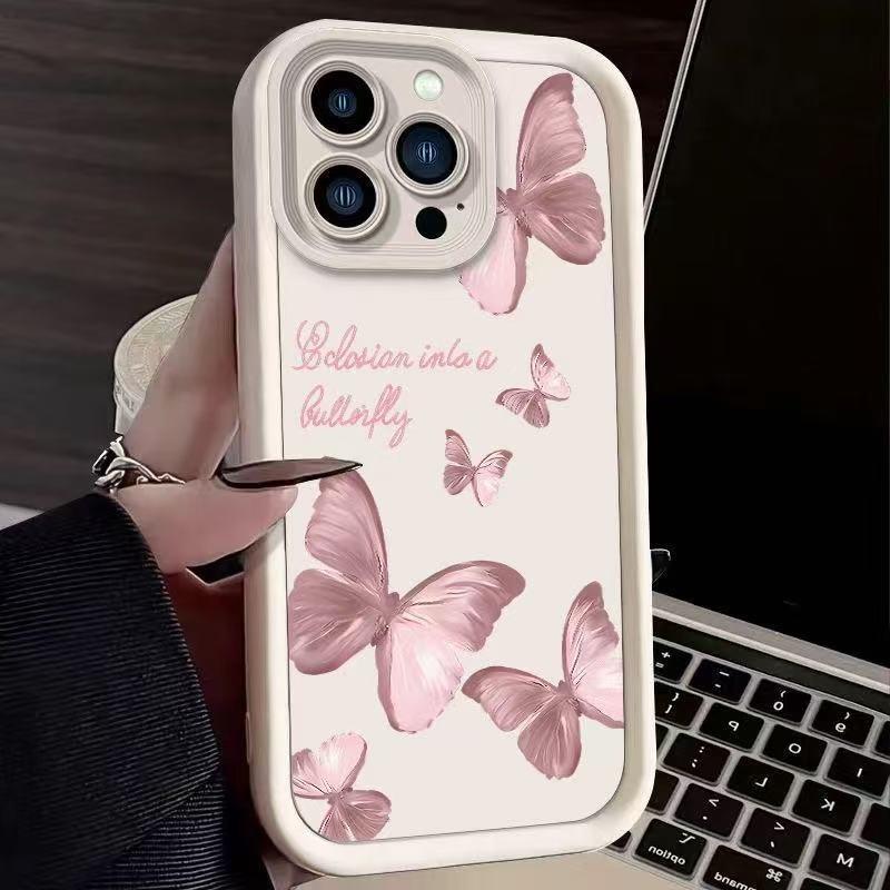 Creative pink butterfly for Apple 17 mobile phone case iphone16promax15pro/14/13/