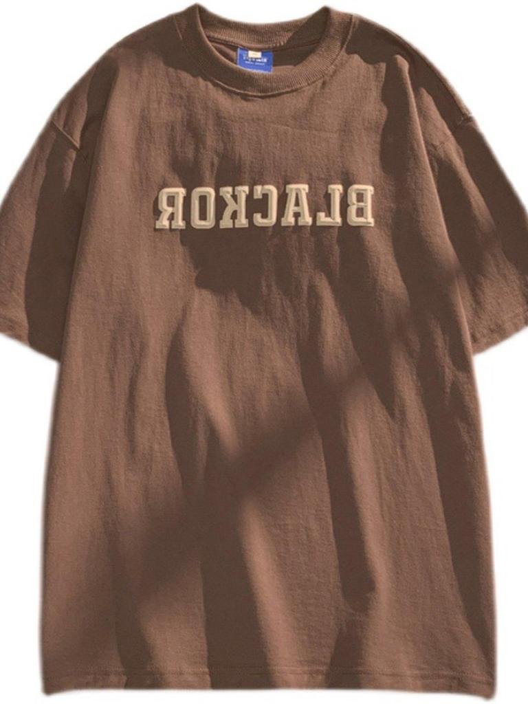 Unisex Japanese Vintage Lettering Cotton T-Shirt - Loose Fit, Plus Size, Harajuku Style