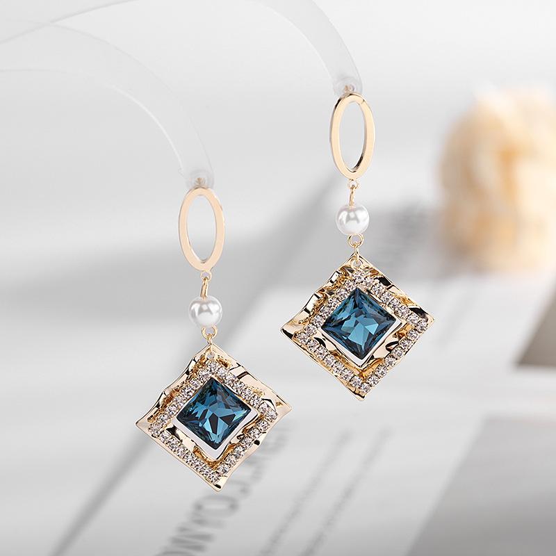 2022 cercei cu geometrie cu temperament la modă pentru femei, cercei cu pandantiv cu perle de lux