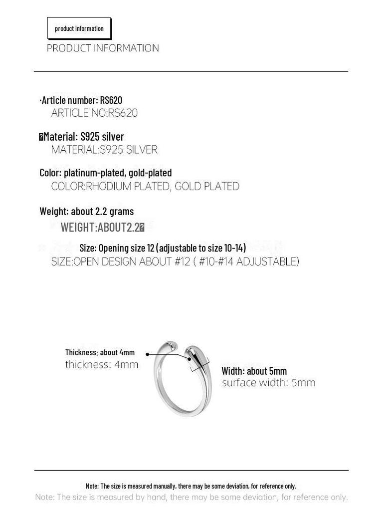 Banyan Tree Korean S925 Silver Water Drop Ring - Simple, Polished, and Elegant Design for Women