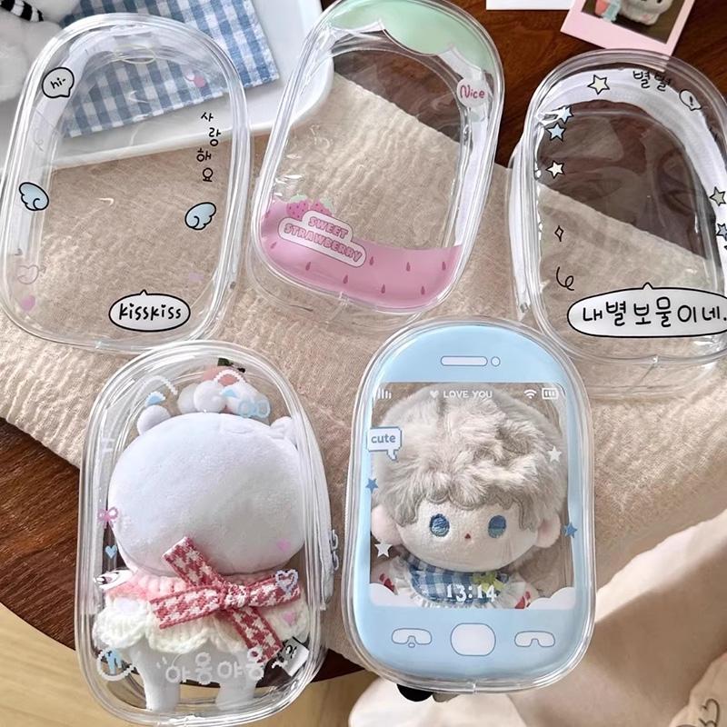 Clear Storage Bag Dollhouse Storage Bag with Zipper Hanging Keychain for Bag Gift Bag Packaging Pouch Doll Organizer Bags