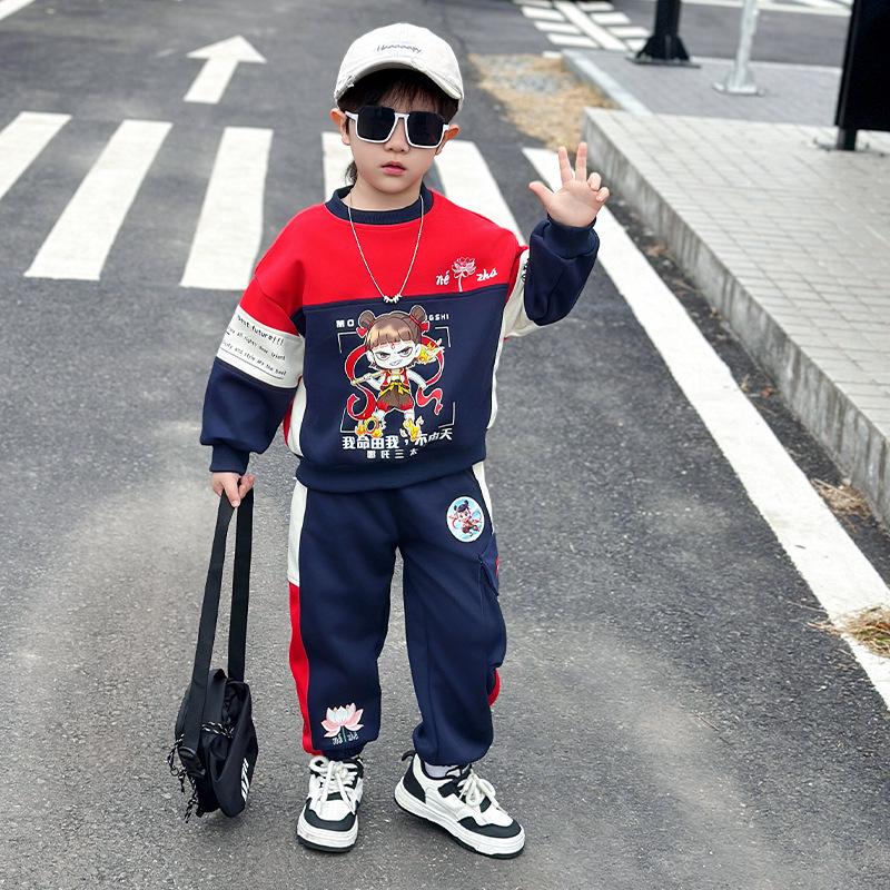 

Комплект трендового свитшота для мальчиков «Нэчжа» - Коллекция Весна-Осень 2025 150 cm красный