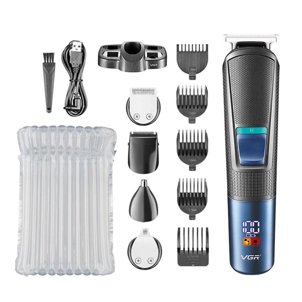 Original VGR 108 Multi-functional Hair Clipper 5-in-1 Rechargeable Shaving Nose Sideburns Electric Trimmer for Men Electric Digital Display LED Shaver