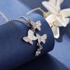 Fashion 925 Sterling Silver Jewelry Butterfly Crystal Pendant Necklaces