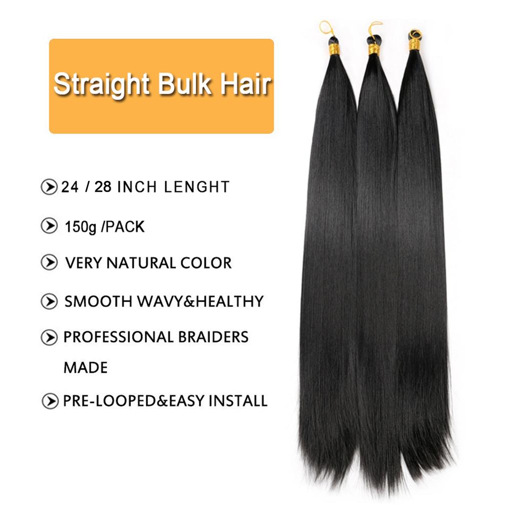 Long Straight Bulk Hair Synthetic 22 Inch Bone Straight Braiding Hair Crochet Braids for Black Woman