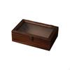Vetrinetta Espositore Vintage in Legno, Ante in Vetro, Organizer da Scrivania, Con Cassetti Marrone Scuro 18x12x7cm