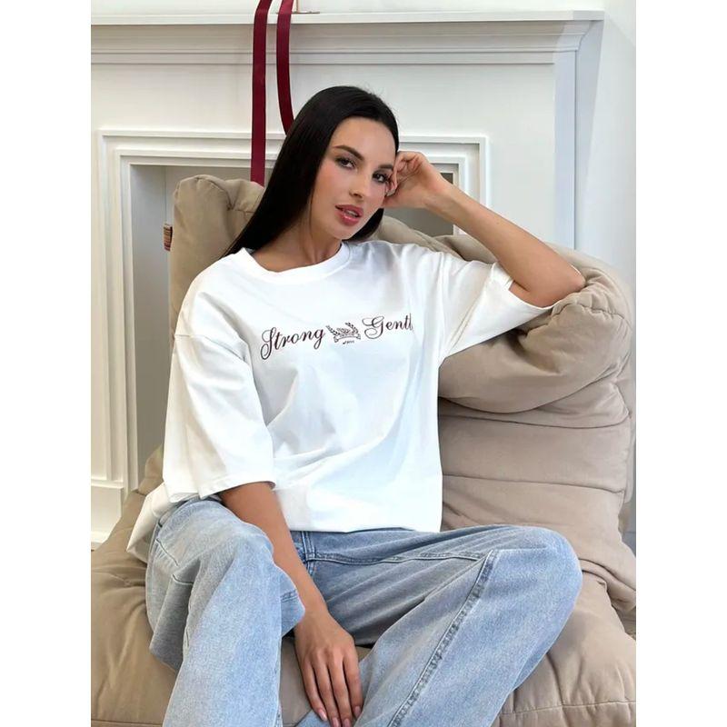 Western Style New Fashion Loose Casual Print Short Sleeve Cotton T-shirt Top Loose Printed T-shirt