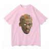 American street style Black head print short-sleeve T-shirt for men and women, loose street hip-hop rapper top