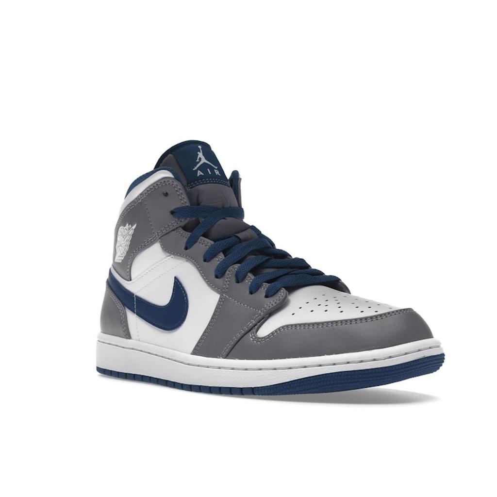 Air Jordan 1 Mid Cement True Blue Men Sneakers Grey Cement-Grey White DQ8426-014