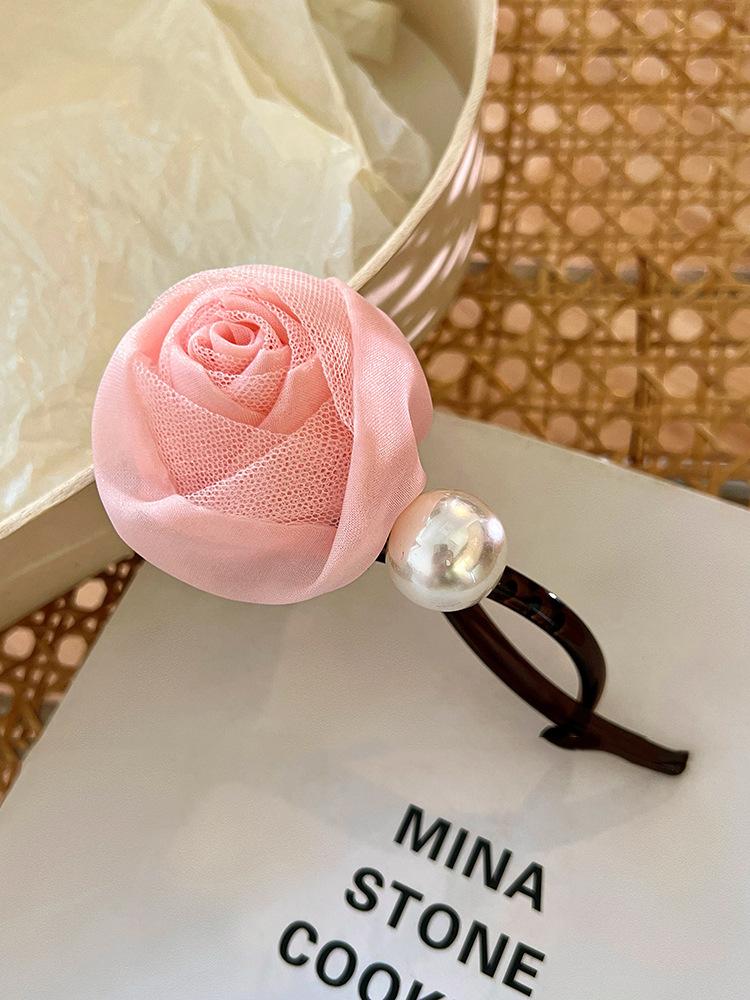 Tygblomma pärl hårnål koreansk Maillard enkel utsökt hårklämma lätt lyx hög känsla bakhuvud håraccessoarer