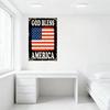 Vintage God Bless America American Flag Metal Tin Sign Distressed Black Background Wall Art for Home Bar Man Cave Decor Patrioti